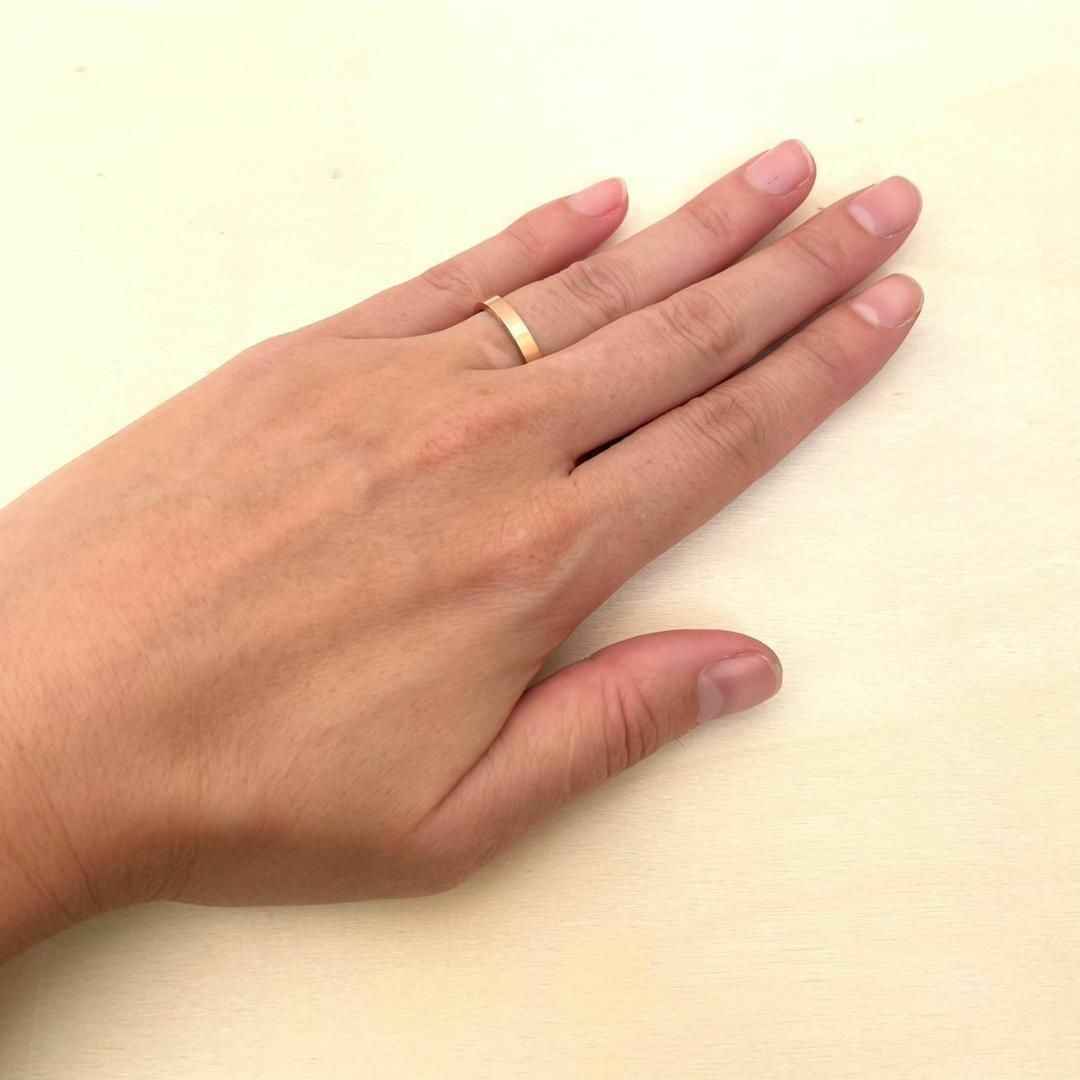 アレルギー対応◎平打ち3mmピンクゴールドリング　指輪 レディースのアクセサリー(リング(指輪))の商品写真