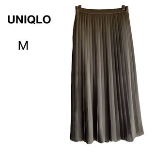 プリーツスカート　カーキ　ユニクロ　UNIQLO M ロング