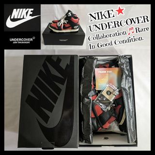 アンダーカバー(UNDERCOVER)の27.5cm★ナイキ★アンダーカバー コラボ♬ダンク ハイカット 赤黒 スニダン(スニーカー)