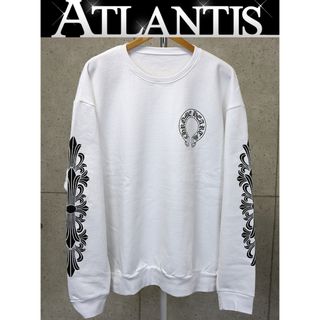 クロムハーツ(Chrome Hearts)のCHROME HEARTS 銀座店 クロムハーツ 新品 フローラルクロス クルーネック 裏起毛 スウェット 長袖 メンズ sizeXL 白 94526(スウェット)