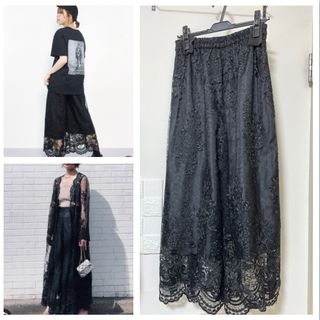 アメリヴィンテージ(Ameri VINTAGE)のAMERI MEDI LINDA LACE PANTS レースパンツ ブラック (カジュアルパンツ)