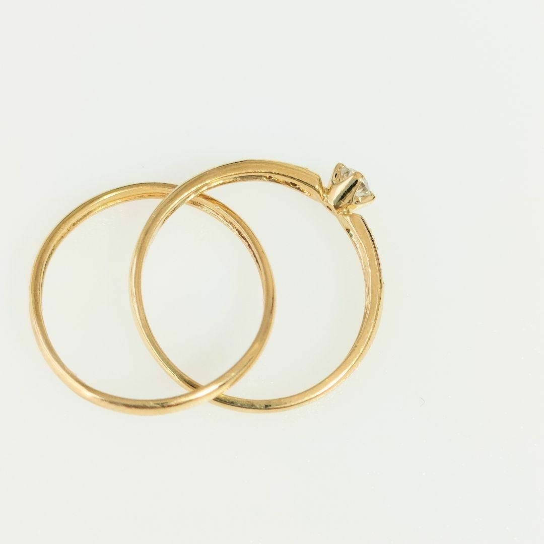 高級　K18 ダイヤモンドリング ２重 ゴージャス　レディース　指輪　ゴールド レディースのアクセサリー(リング(指輪))の商品写真