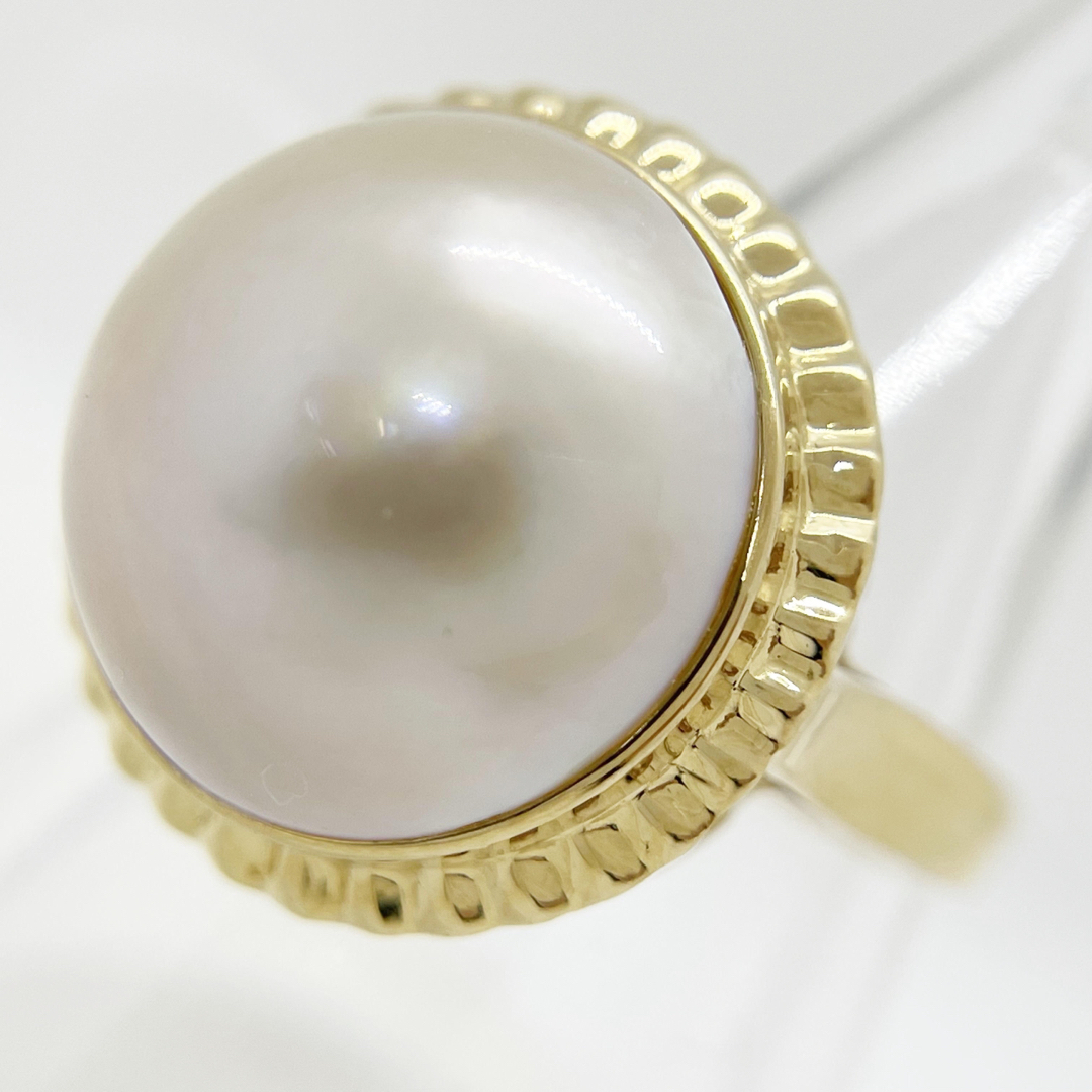 [新品同様]K18YGイエローゴールド金天然マベパール13.5mmリング指輪 レディースのアクセサリー(リング(指輪))の商品写真