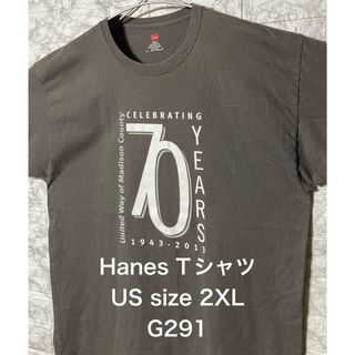 Hanes - 【レア】US古着 ビッグサイズ 2XLsize Hanes グレーTシャツ