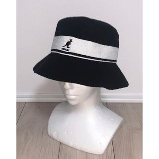 カンゴール(KANGOL)のM 新品 KANGOL メトロハット バケットハット ストライプ ブラック 黒(ハット)