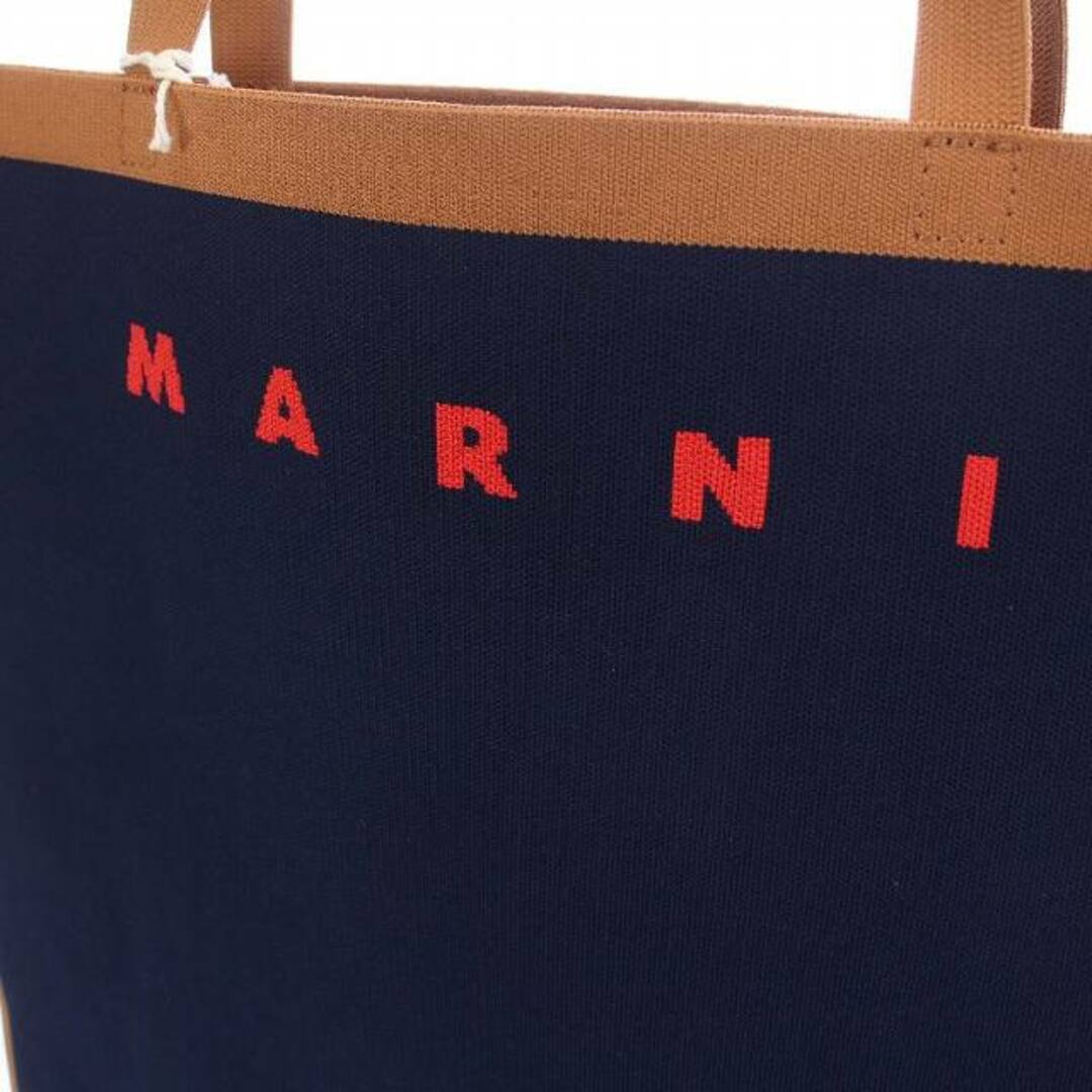 Marni(マルニ)のマルニ フラット ショッピング トートバッグ ジャガード キャンバス 紺 茶 レディースのバッグ(トートバッグ)の商品写真