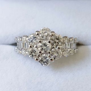 ダイヤモンド フラワー リング Pt900 2.00ct 6.8g(リング(指輪))