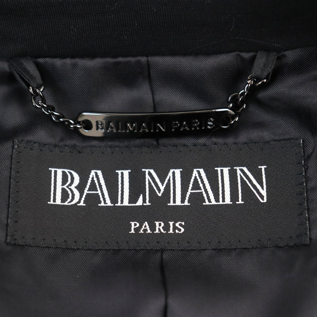 BALMAIN(バルマン)の【ドンドン見直し】極美品○BALMAIN バルマン SKR/23681 スリムフィット ロゴ刺繍入り エンブレムボタン リブ切替 ジャケット ブラック 46 メンズ メンズのジャケット/アウター(テーラードジャケット)の商品写真