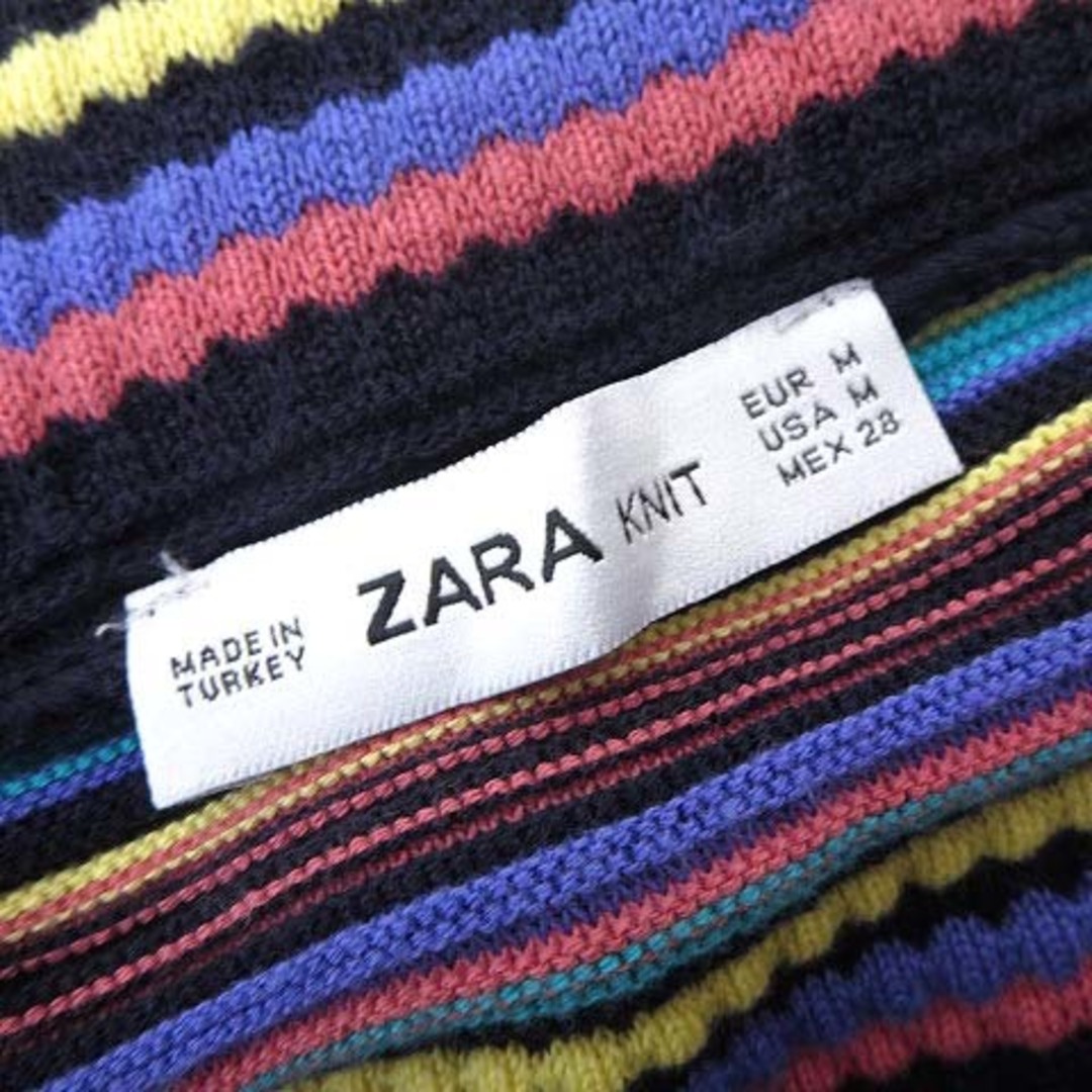 ZARA(ザラ)のザラ ニット タイトスカート サマー ニット ボーダー ひざ丈 M 紺 レディースのスカート(ひざ丈スカート)の商品写真