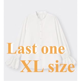 ジーユー(GU)のXL 新品未使用  GU ジーユー レースコンビネーションブラウス ホワイト(シャツ/ブラウス(長袖/七分))