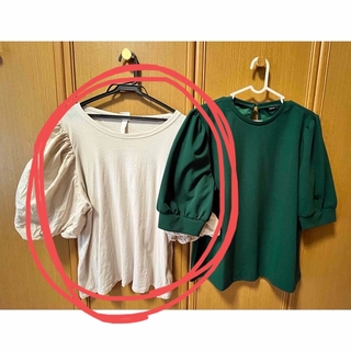 エイチアンドエム(H&M)のパフスリーブ　半袖　H&M／SHEIN  XLサイズ(Tシャツ/カットソー(半袖/袖なし))