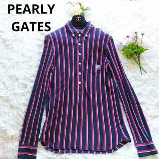 パーリーゲイツ(PEARLY GATES)のパーリーゲイツ　ポロシャツ　ロング　チュニック丈　ストライプ　マルチカラー　ロゴ(ウエア)