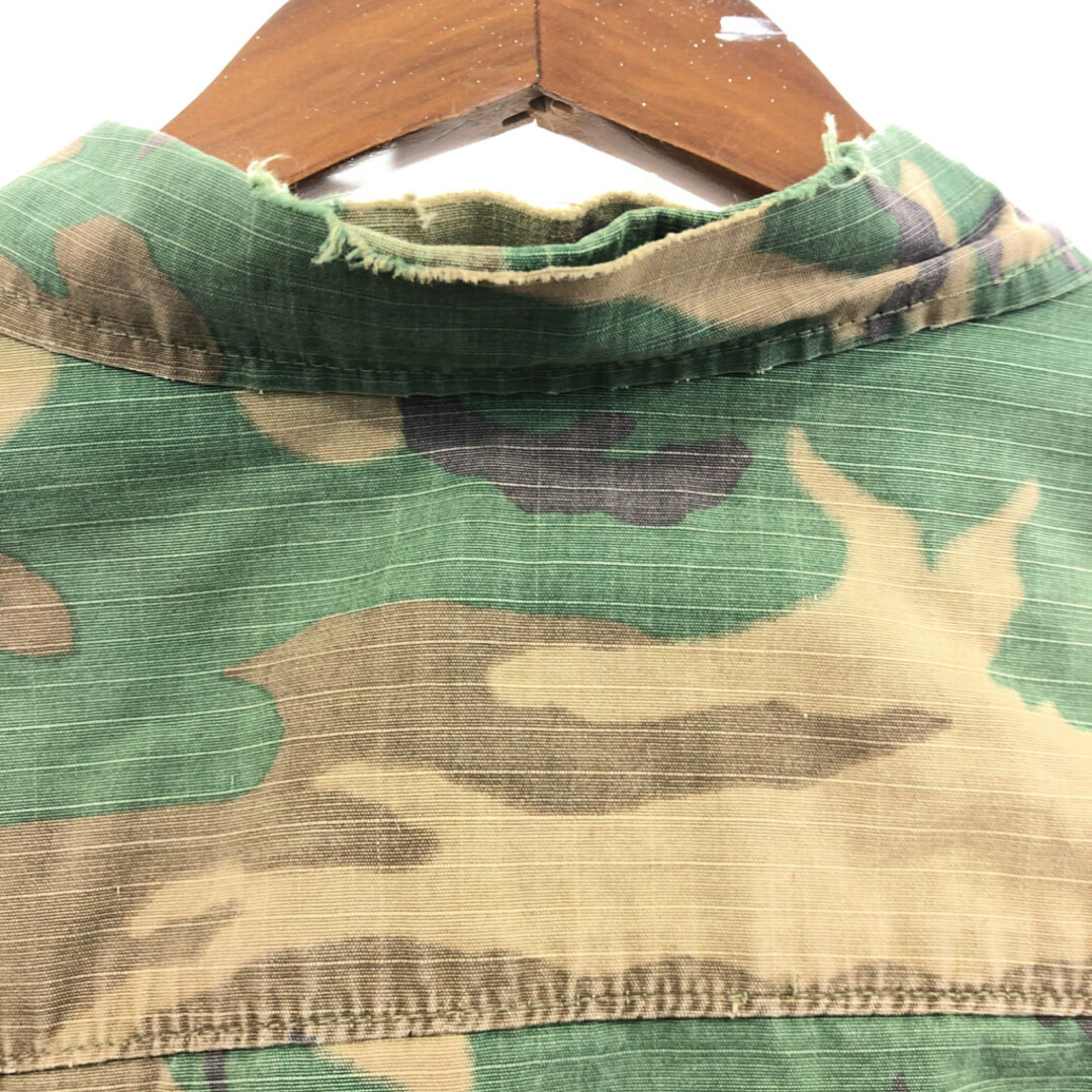 70年代 米軍実物 U.S.ARMY ジャングルファティーグジャケット ヴィンテージ ミリタリー  グリーンリーフカモ S REG) 中古 古着 Q2067 メンズのジャケット/アウター(その他)の商品写真