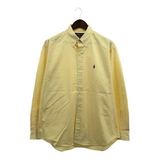 90年代 RALPH LAUREN ラルフローレン BLAKE ボタンダウン 長袖シャツ ワンポイントロゴ イエロー (メンズ L) 中古 古着 Q1995(シャツ)