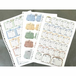 家計簿　買物の記録　お試し　A4　ルーズリーフ　5枚セット　両面印刷　可愛い(その他)