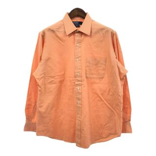 90年代 RALPH LAUREN ラルフローレン CURHUM 長袖シャツ ワンポイントロゴ オレンジ (メンズ 16 1/2) 中古 古着 Q2003(シャツ)