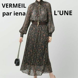 VERMEIL par iena - リュンヌ　2020AW　ロングワンピース　プリーツ　Aライン　リボン　花