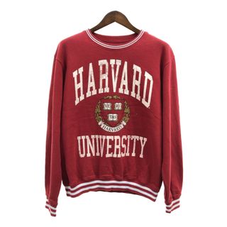 HARVARD ハーバード カレッジ ラインリブ スウェット トレーナー レッド (メンズ L) 中古 古着 Q2030(スウェット)