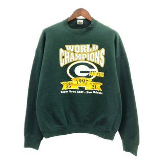 90年代 USA製 FRUIT OF THE LOOM フルーツオブザルーム NFL グリーンベイ・パッカーズ スウェット プロチーム (メンズXL) 中古 古着 Q2046(スウェット)