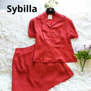 Sybilla - シビラ　セットアップ　セレモニー　膝丈スカート　半袖　赤　テーラードジャケット