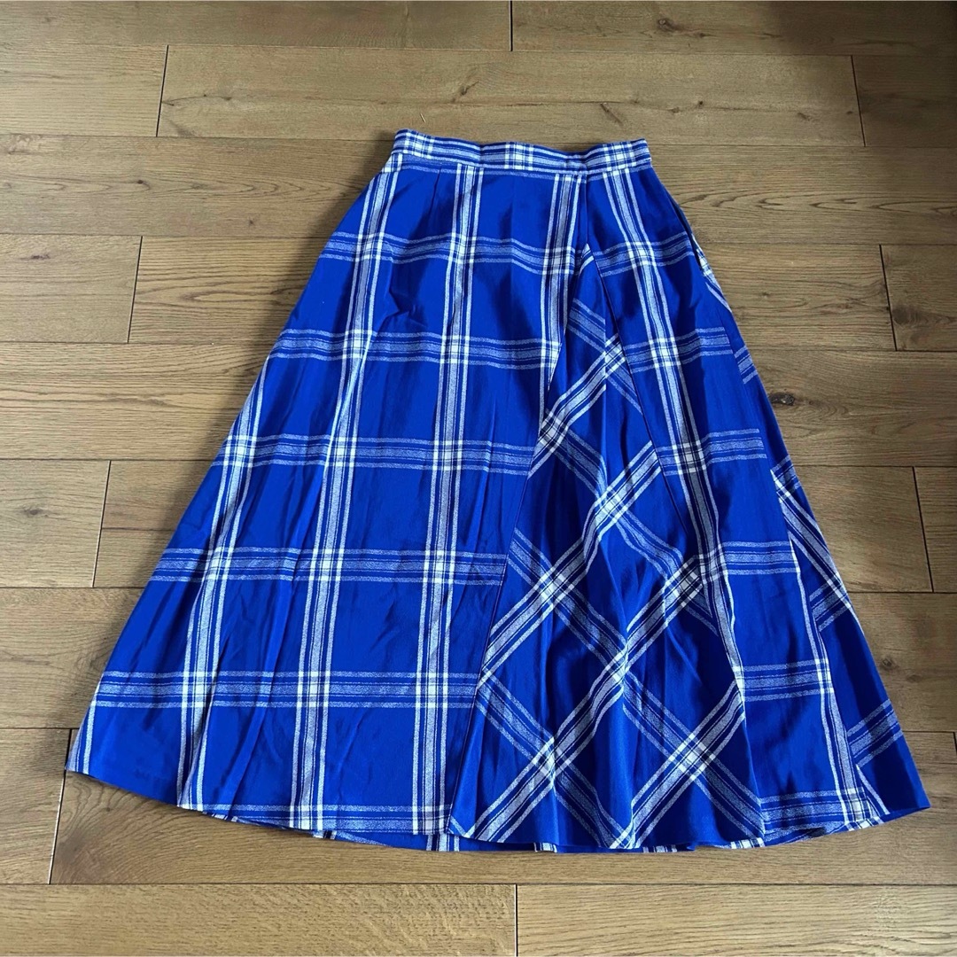 SLY(スライ)のSLY スライ　チェックフレアロングスカート　ブルー レディースのスカート(ロングスカート)の商品写真