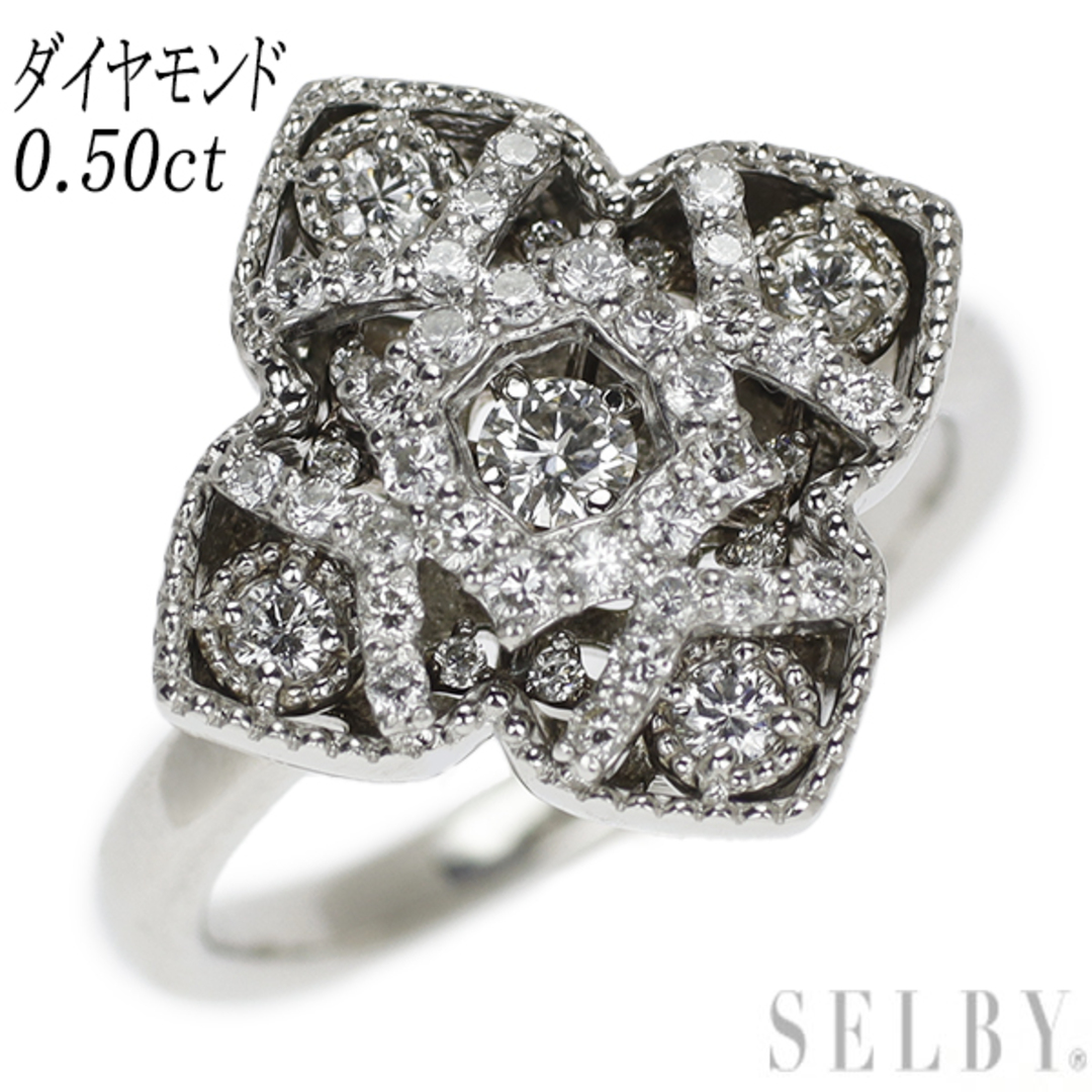 Pt900 ダイヤモンド リング 0.50ct フラワー レディースのアクセサリー(リング(指輪))の商品写真