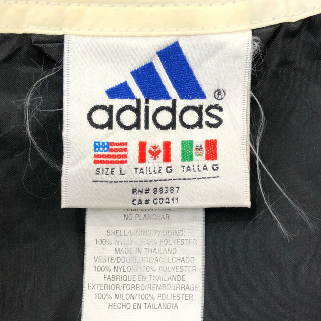 adidas(アディダス)の90年代 adidas アディダス ナイロン 中綿 ベスト スポーツ ブラック (メンズ L) 中古 古着 Q2061 メンズのジャケット/アウター(その他)の商品写真