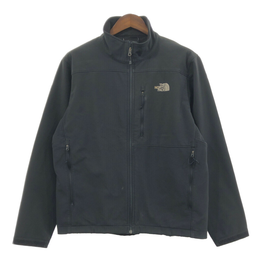 THE NORTH FACE(ザノースフェイス)のTHE NORTH FACE ノースフェイス ソフトシェル フリースジャケット アウトドア ブラック (メンズ L) 中古 古着 Q2165 メンズのジャケット/アウター(その他)の商品写真