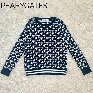 パーリーゲイツ(PEARLY GATES)の【PEARY GATES】ゴルフウェア セーター スヌーピー 総柄 ネイビー 1(ウエア)