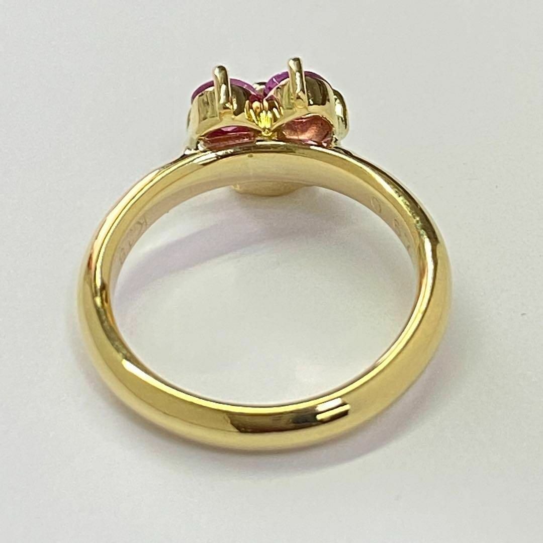 K18　天然ピンクサファイアリング　0.67ct　サイズ4.3号　ピンキーリング レディースのアクセサリー(リング(指輪))の商品写真