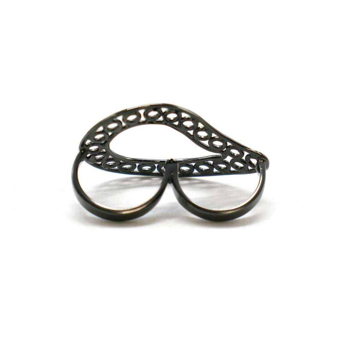 Maison Martin Margiela(マルタンマルジェラ)のMaison Martin Margiela 11 メゾン マルタン マルジェラ 11 17SS BRAIDED RING ペイズリーモチーフブラスダブルリング  ブラック系(991) XS レディースのアクセサリー(リング(指輪))の商品写真