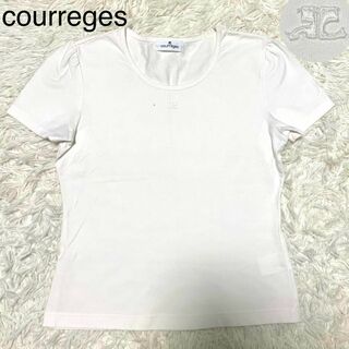 クレージュ(Courreges)の【courreges】Tシャツ ロゴ 刺繍 白 コットン(Tシャツ(半袖/袖なし))