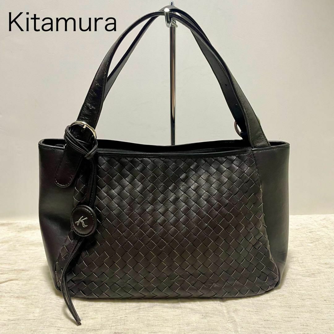 Kitamura(キタムラ)の【極美品】Kitamura2 ハンドバッグ レザー 編み込み ブラウン レディースのバッグ(ハンドバッグ)の商品写真