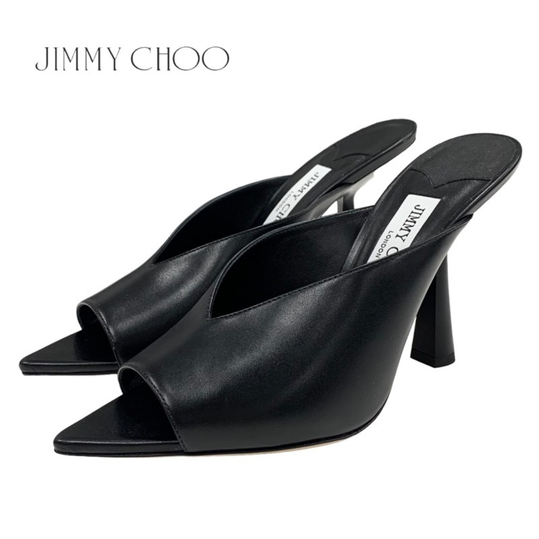 JIMMY CHOO(ジミーチュウ)の未使用 ジミーチュウ JIMMY CHOO MARYANNE MULE 100 サンダル ミュール 靴 シューズ レザー ブラック 黒 レディースの靴/シューズ(サンダル)の商品写真