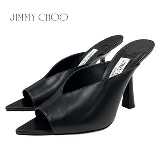 ジミーチュウ(JIMMY CHOO)の未使用 ジミーチュウ JIMMY CHOO MARYANNE MULE 100 サンダル ミュール 靴 シューズ レザー ブラック 黒(サンダル)