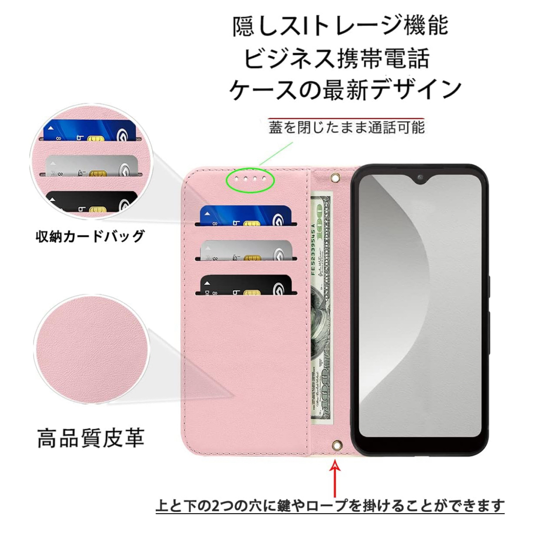 iPhone14Pro ケース カバー　手帳型 高質PUレザー　ピンクホワイト スマホ/家電/カメラのスマホアクセサリー(iPhoneケース)の商品写真