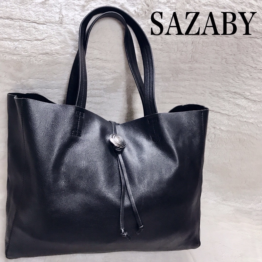 SAZABY(サザビー)の美品 SAZABY サザビー オールレザー 船形 トートバッグ 本革 ロゴ 金具 レディースのバッグ(トートバッグ)の商品写真