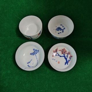 中国茶器　陶磁器　４個セット(陶芸)