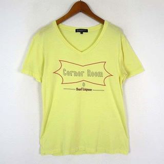 ビューティアンドユースユナイテッドアローズ(BEAUTY&YOUTH UNITED ARROWS)のB&Y ユナイテッドアローズ Tシャツ 英字 プリント Vネック 半袖 S 黄(Tシャツ/カットソー(半袖/袖なし))