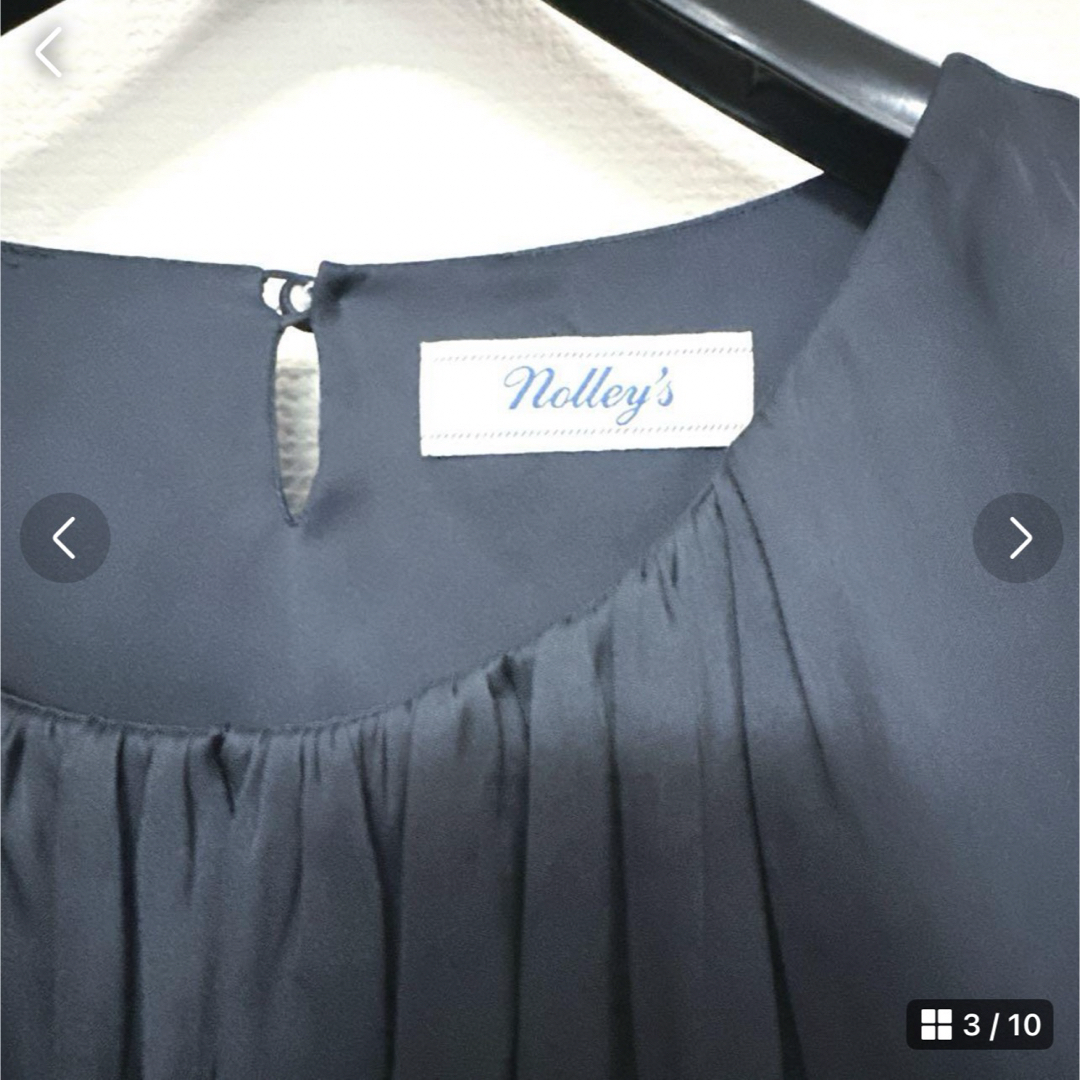 NOLLEY'S(ノーリーズ)の★美品★NOLLEY'S ノーリーズ マットサテンワンピース S ネイビー レディースのワンピース(ひざ丈ワンピース)の商品写真