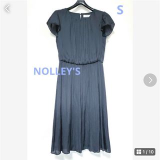 ノーリーズ(NOLLEY'S)の★美品★NOLLEY'S ノーリーズ マットサテンワンピース S ネイビー(ひざ丈ワンピース)