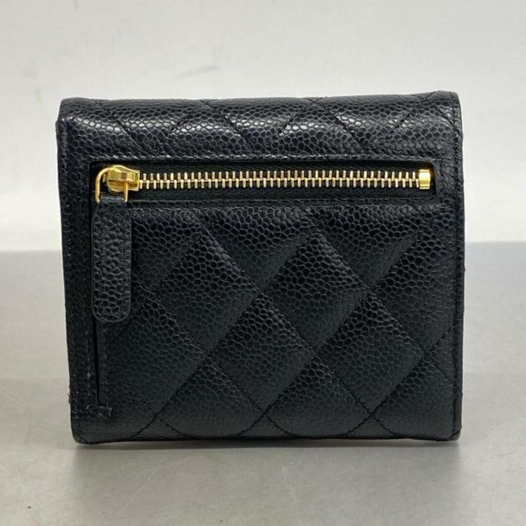 CHANEL(シャネル)の【4gd4154】シャネル 三つ折り財布/マトラッセ/キャビアスキン/ブラック/ゴールド金具 【中古】 レディース レディースのファッション小物(財布)の商品写真