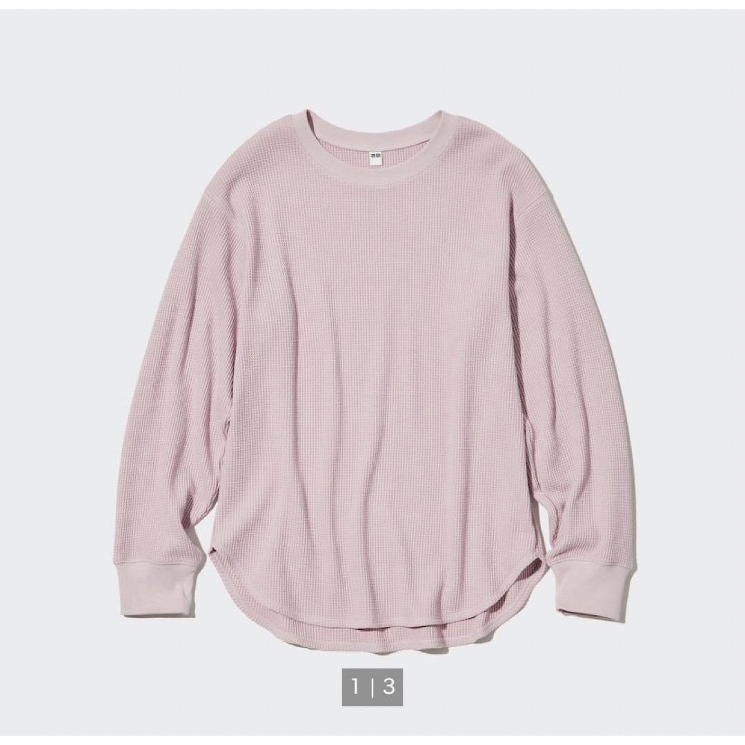 UNIQLO(ユニクロ)のユニクロ ワッフルクルーネックT (長袖) レディースのトップス(カットソー(長袖/七分))の商品写真