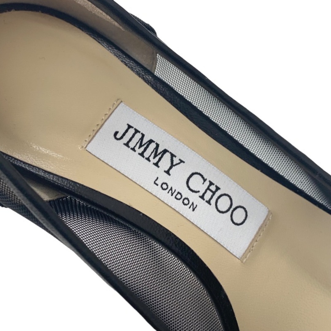 JIMMY CHOO(ジミーチュウ)のジミーチュウ JIMMY CHOO パンプス 靴 シューズ メッシュ レザー ブラック ロゴ リボン パーティーシューズ フォーマルシューズ レディースの靴/シューズ(ハイヒール/パンプス)の商品写真