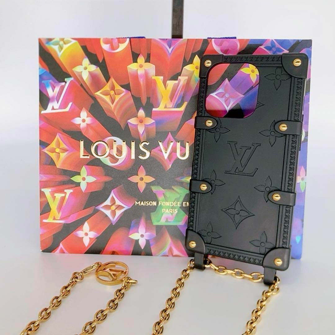 LOUIS VUITTON(ルイヴィトン)の✨極美品✨ルイヴィトン iPhone14PRO リ トランク ブラック　チェーン レディースのファッション小物(その他)の商品写真