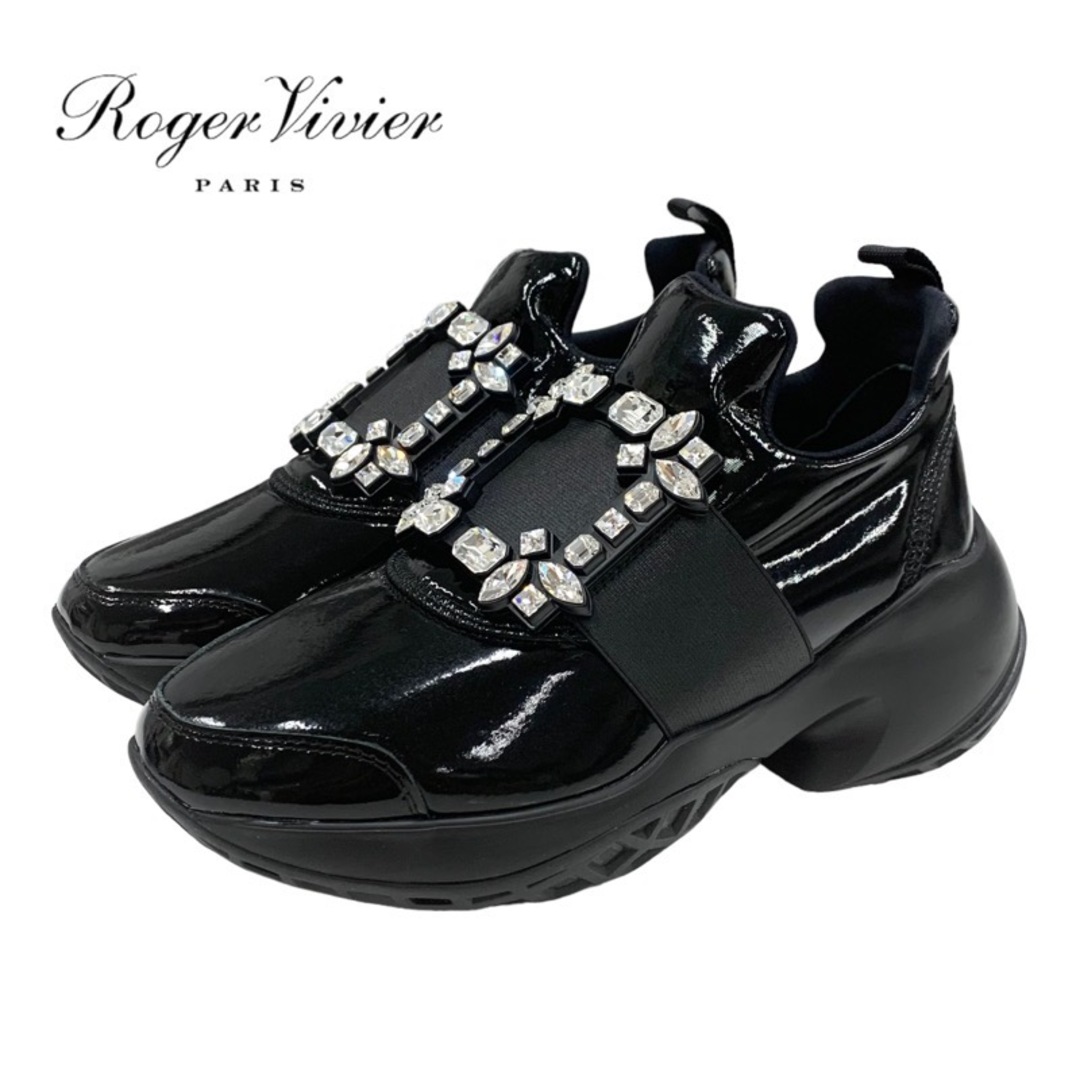 ROGER VIVIER(ロジェヴィヴィエ)のロジェヴィヴィエ Roger Vivier ヴィヴラン スニーカー 靴 シューズ ストラスバックル ビジュー パテント ブラック 黒 レディースの靴/シューズ(スニーカー)の商品写真