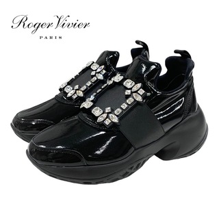 ロジェヴィヴィエ(ROGER VIVIER)のロジェヴィヴィエ Roger Vivier ヴィヴラン スニーカー 靴 シューズ ストラスバックル ビジュー パテント ブラック 黒(スニーカー)