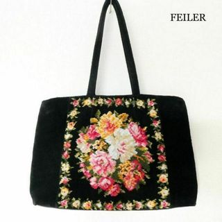 FEILER - 極美品 フェイラー 花柄 シェニール織 サイドポケット トートバッグ