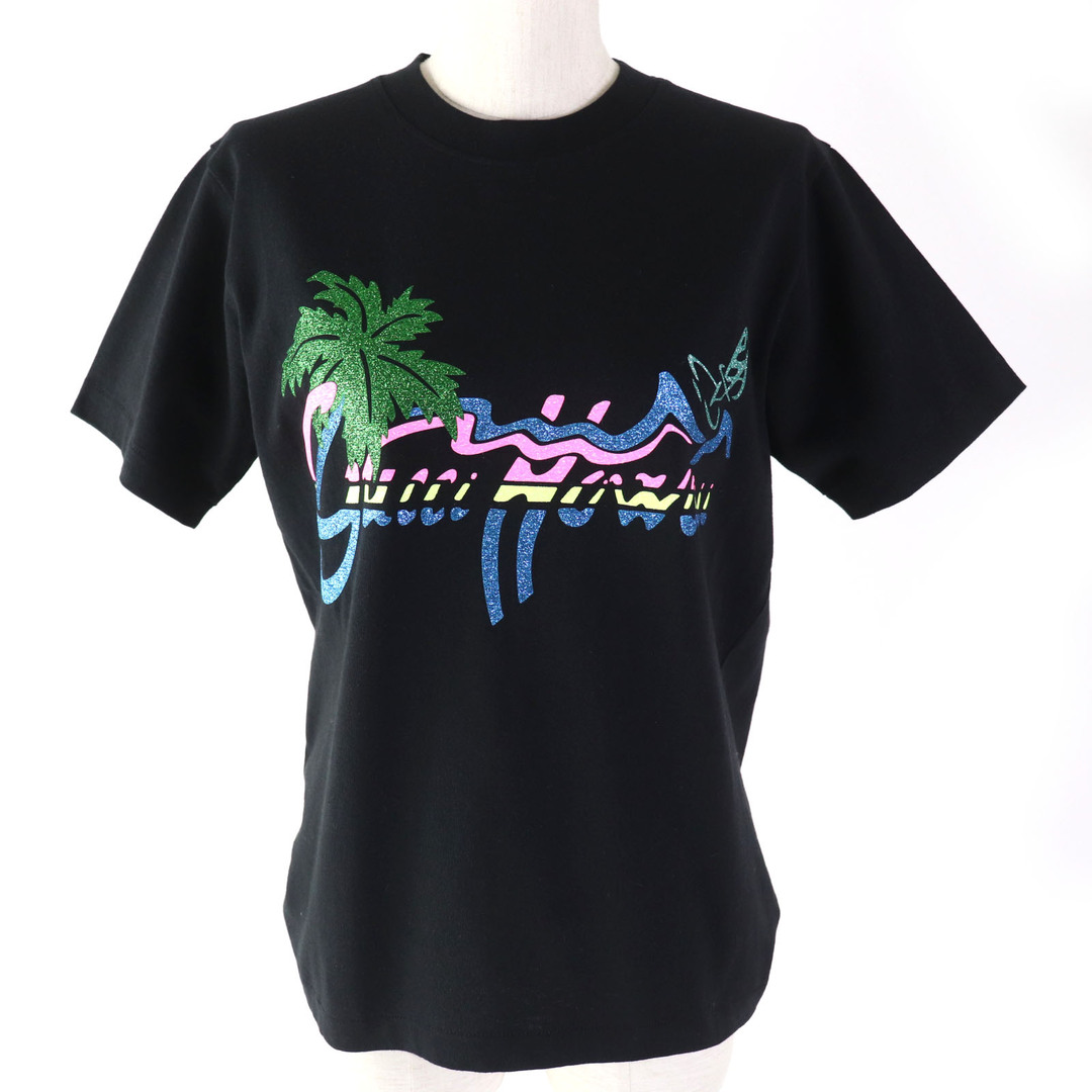 Gucci(グッチ)の極美品△GUCCI グッチ 20AW 580762 コットン100％ HAWAII ラメプリント クルーネック 半袖Ｔシャツ ブラック XS イタリア製 正規品 レディース レディースのトップス(Tシャツ(半袖/袖なし))の商品写真