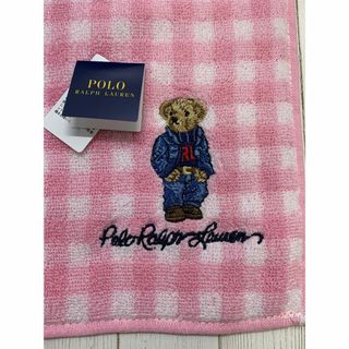 ポロラルフローレン(POLO RALPH LAUREN)のポロ　ラルフローレン　ポロベア　タオルハンカチ　ギンガムチェック　ピンク(ハンカチ)